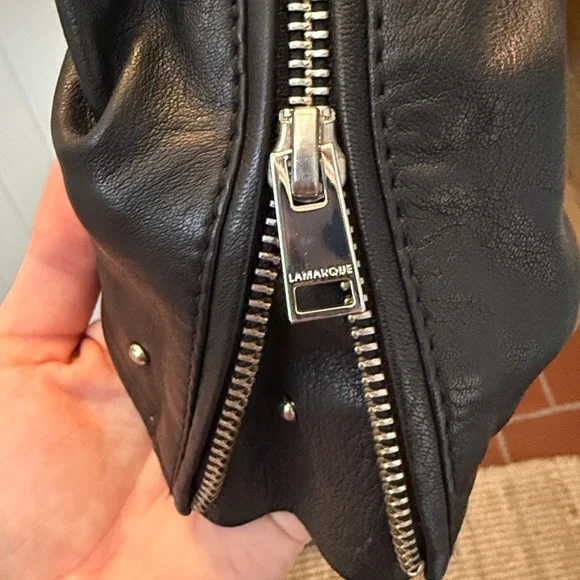 Lamarque Black 100% Leather Piper Studded Biker Jacket Size Medium EUC - Picture 7 of 7